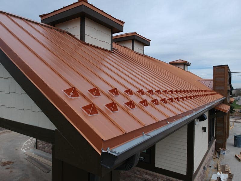 aerial view of Ziggi's Coffee's new metal roof