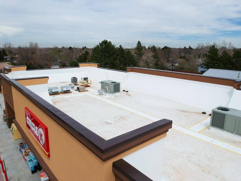 aerial view of flat roof of Circle K